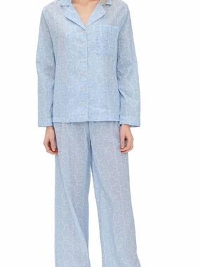 LoveShackFancy Light Blue Button-Up Sana Pajama Set in Chill Blue